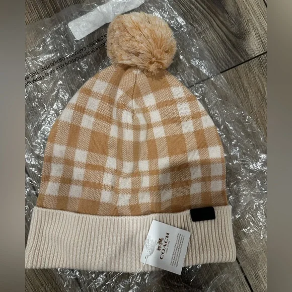 NWT Coach womens Beige and White Plaid Beanie $_57.JPG?set_id=8800005007 main image 3